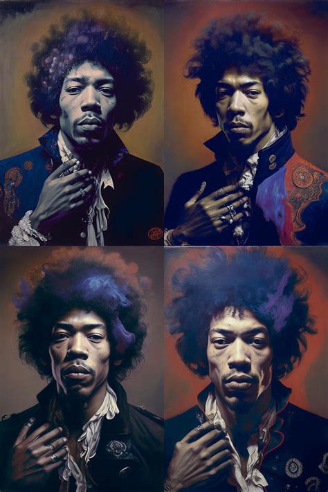 Portrait Of Half Body Jimi Hendrix Oil Painti By Asar Studios Painting