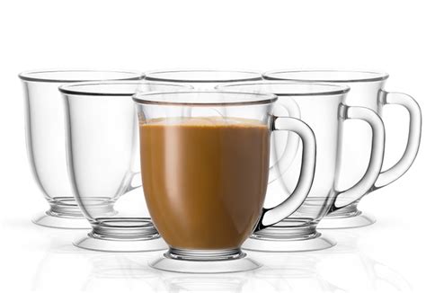 Kook Clear Glass Coffee Mugs Set Of 6 15 Oz Capacity Borosilicate Glass Coffee Mug Set