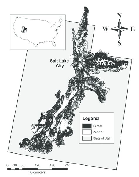 Zone 16 study region map. Forested areas are in black, white areas ...