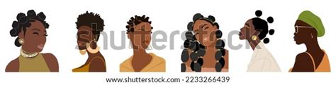 Set Abstract Woman Portraits Black Girl Stock Vector Royalty Free 2233266439 Shutterstock