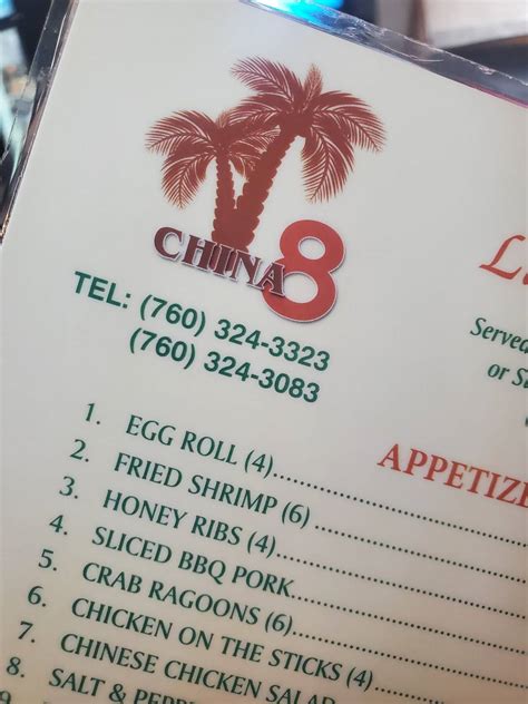 Menu At China 8 Restaurant Cathedral City