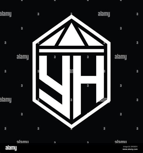 Yh Letter Logo Monogram Simple Hexagon Shield Shape With Triangle Crown