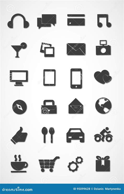 Modern Icon Set, Black and White Icon Set Stock Vector - Illustration of internet, computer ...