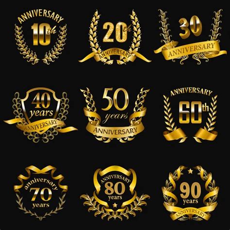 Set Of Gold Anniversary Badges — Stock Vector © Juli Goncharova 187485768