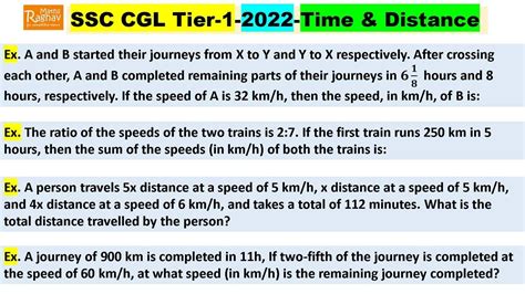 Time And Distance SSC CGL Tier 1 2022 CGL Tier 1 Time And Distance