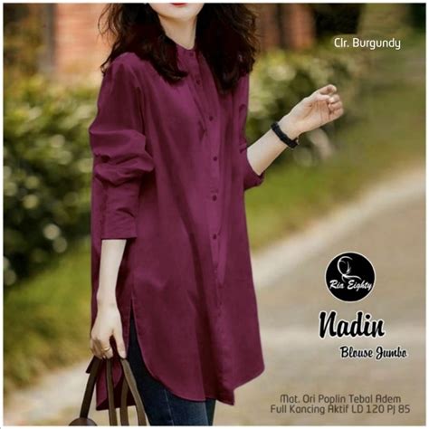 Jual KEMEJA OVERSIZE NADINE BLOUSE JUMBO LD 120CM BY RIA EIGHTY