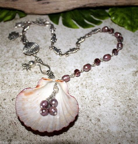 Ocean Themed Seashell Freshwater Pearl Necklace Beaded Jewelry Pebble Jewelry Jewelry