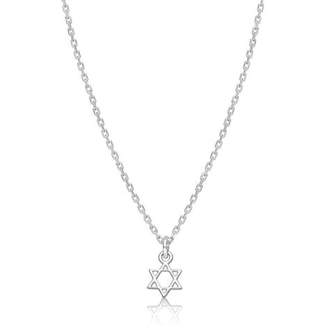 Jewish Star Of David Outline Necklace In Gold Alef Bet By Paula