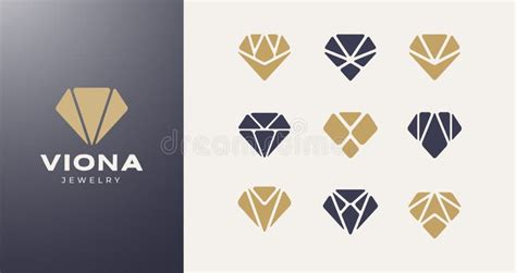 Modern Minimalist Diamond Logo Icon Collection Stock Vector