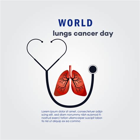 World Lung Cancer Day Poster With White Cancer Awareness Ribbon Vector