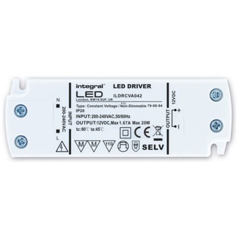 Integral Led Ildrcva042 Constant Voltage Driver 20w 12vdc Ip20 Non