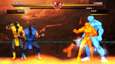 Scorpion Sub Zero Vs Cinder Glacius Mugen Battle Request YouTube