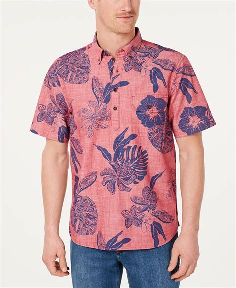 Tommy Bahama Mens Tatau Fronds Classic Fit Hawaiian Chambray Popover Shirt Macys