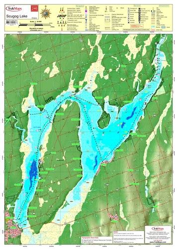 Lake Scugog Wallmap 246 Waterproof Map From Trakmapscolour Fishing