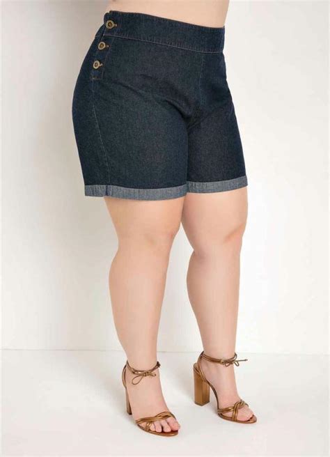 Short Jeans Es Nas Laterais Plus Size Marguerite