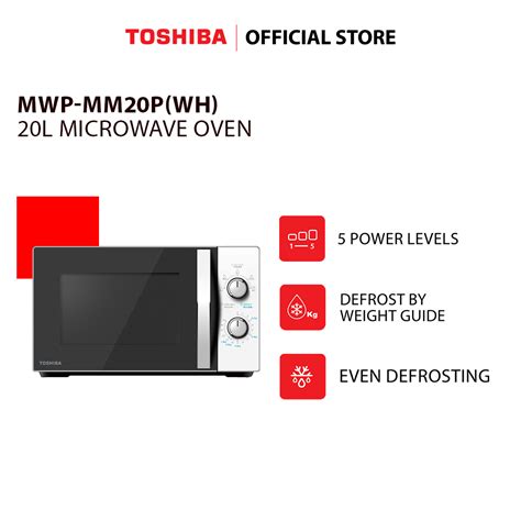 Toshiba MWP MM20P WH 20L Microwave Oven Solo Function LED Cavity