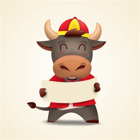 Premium Vector Happy Chinese New Year Ox Zodiac Cute Cow Character