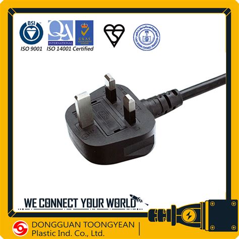 Saudi Arabia Saso Approval AC Power Cord Cable Molded Plug With Fuse