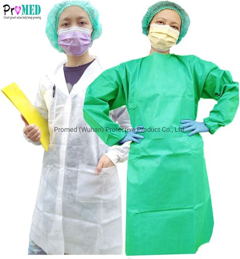 Sbpp Pp Sms Disposable Nonwoven Patient Gown China Cpe Gown And