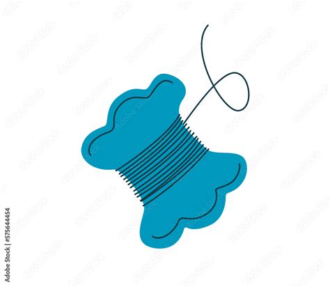 Paper Thread Bobbin With Wound Threads Vector Hand Drawn Illustration