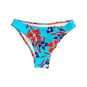 Cupshe Swim Cupshe Bikini Bottom Blue Red Floral Small French Cut
