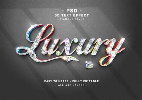 Premium Psd Luxury 3d Diamond Text Effect Colors Style