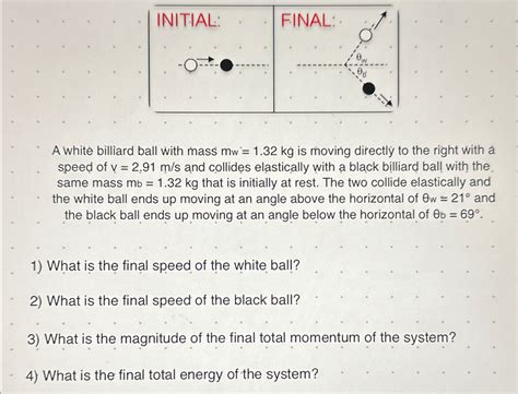 A White Billiard Ball With Mass Mw Kg Is Moving Chegg