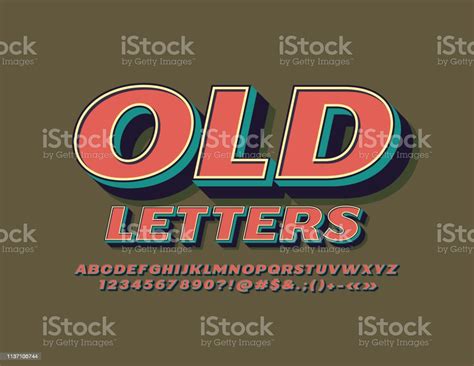 Vector Old Fashioned Alphabet Letters Numbers And Symbols Stock