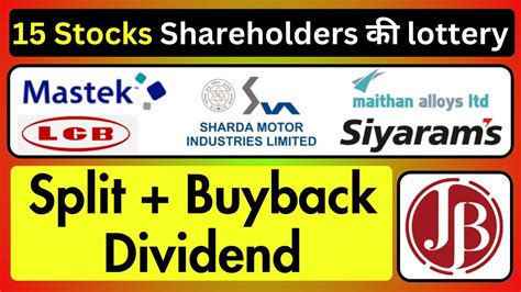 Stocks Announce Dividend Split Buyback Jb Siyaram Lcb