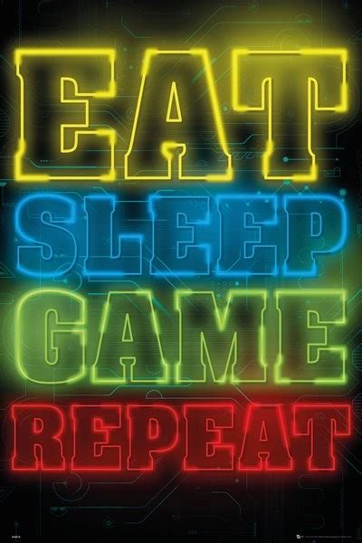 Plakat Poster Gaming Eat Sleep Game Repeat Veggplakater