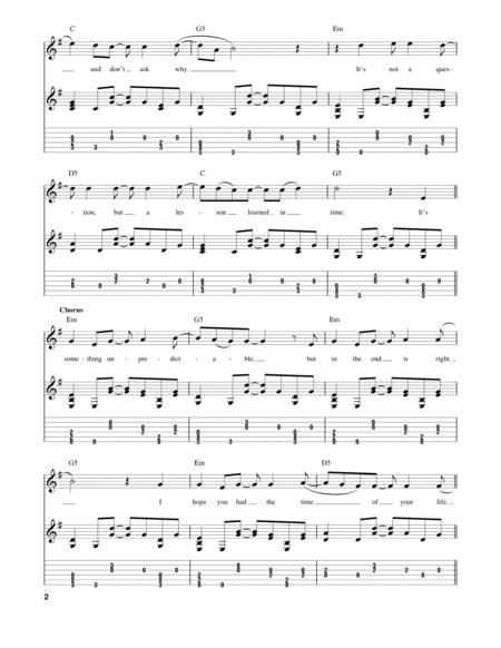 Good Riddance Time Of Your Life By Green Day Electric Guitar Digital Sheet Music Sheet