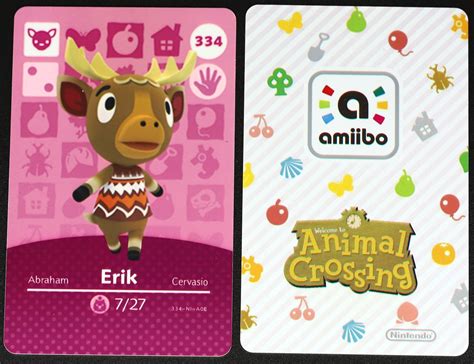 Erik #334 Animal Crossing Amiibo Card – Villager Cards