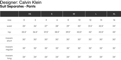 Calvin Klein Clothing Size Chart Clothing Size Chart 51 Off