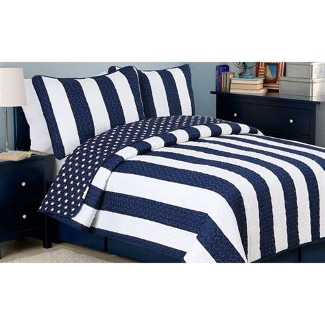 Cozy Line Sailor Popeye Bedding Quilt Set, Nautical Navy Blue White ...