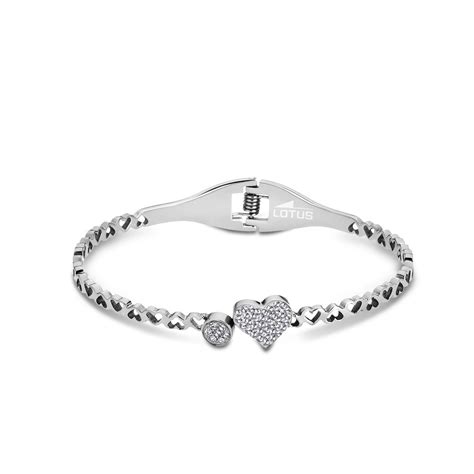 Achat Bracelet Lotus Style Bliss Cœur en acier et oxydes de zirconium