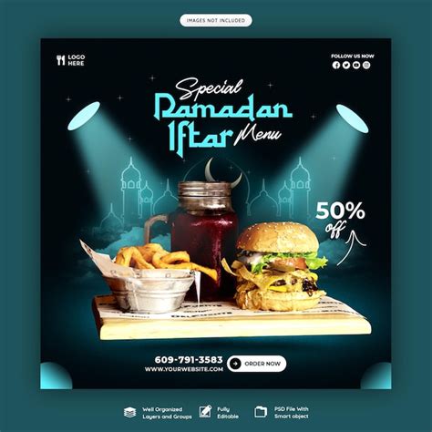 Spezielles Ramadan Kareem Essen Und Iftar Men Social Media Banner Oder