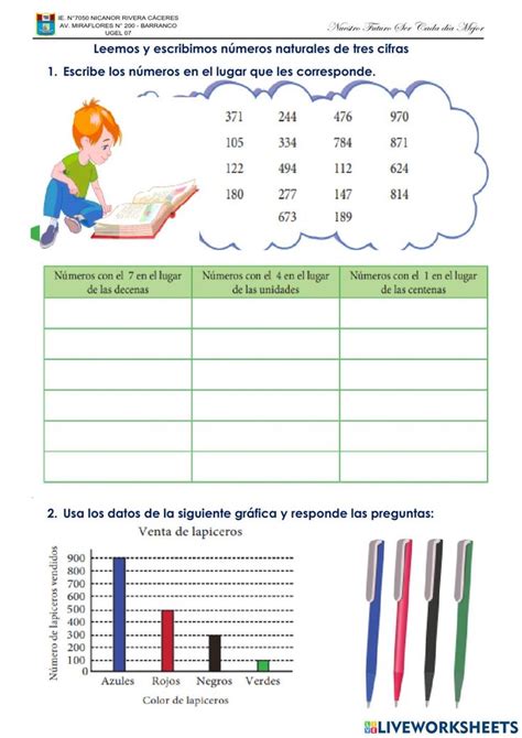 Lectura Y Escritura De Numeros De 3 Cifras Interactive Worksheet In