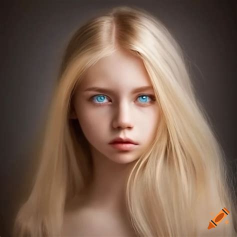 Girl With Long Blonde Hair Big Blue Eyes And Fair Skin On Craiyon