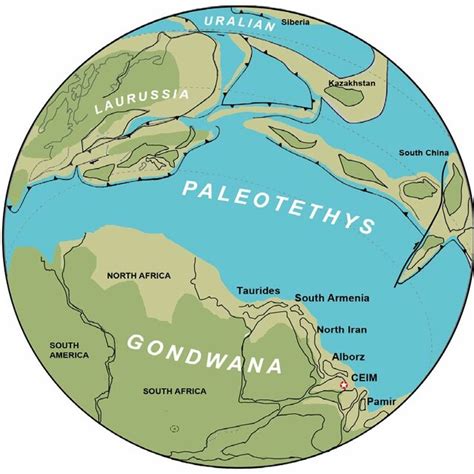 Paleogeographic Map Of The World During The Late Devonian After