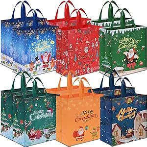 AhfuLife 12PCS Grand Sacs Cadeau de Noël 38 x 35 x 15cm Sac de Cadeau