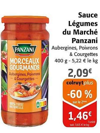 Promo Sauce Légumes Du Marché Panzani chez Colruyt iCatalogue fr