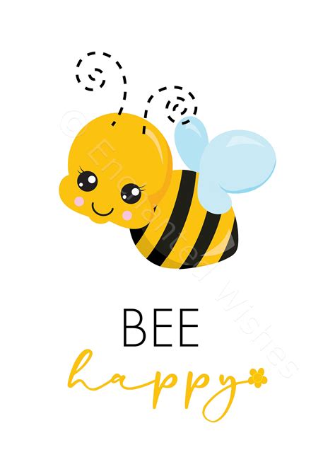 Bee Print Set Printables Bee Happy Bee Kind Cute Bee Wall Etsy