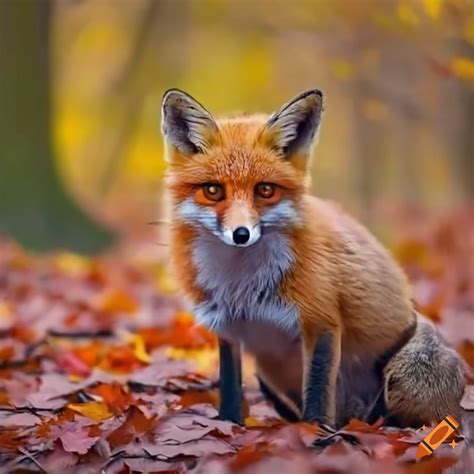 Vivid orange fox in autumn forest on Craiyon