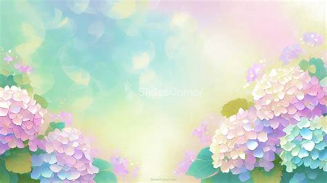 Powerpoint Background Spring With Delicate Hydrangeas In The Bottom Slidescorner