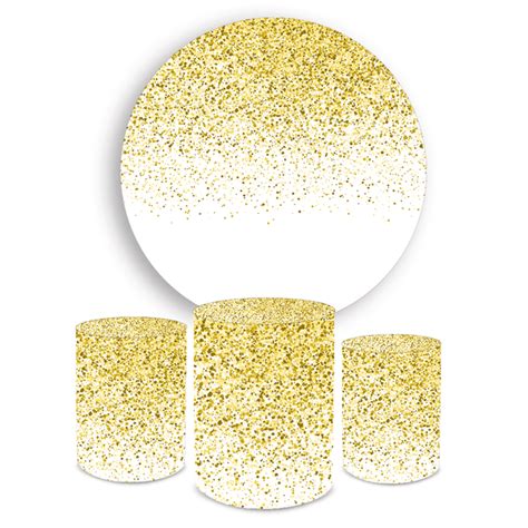 Kit Capa Painel Trio Cilindros Glitter Branco E Dourado Loja Bibi