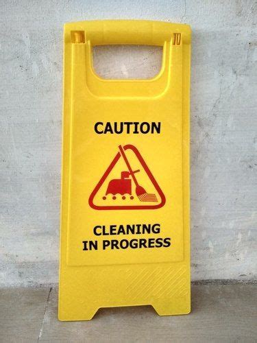 Yellow Plastic Caution Stand Cleaning In Progress Dimension 2 X 1