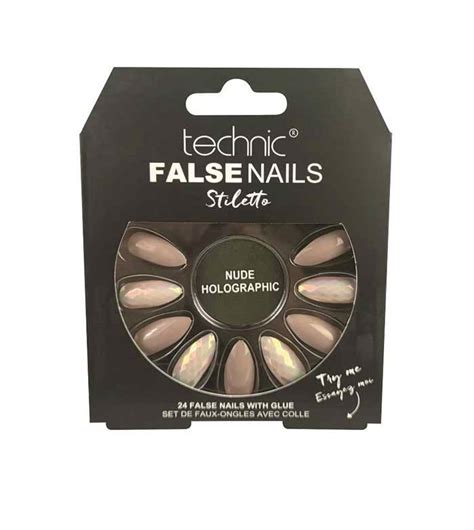 Technic False Nails Stiletto Nude Holographic 24 St 3 89 EUR Luxplus Be