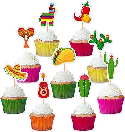 Amazon Pcs Mexican Fiesta Cupcake Toppers Mexican Cactus Donkey