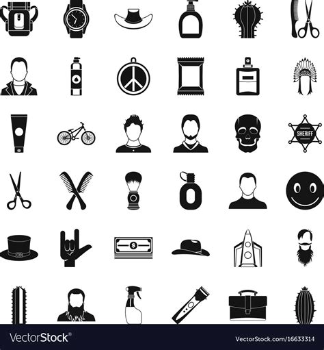 Barber Shop Icons Set Simple Style Royalty Free Vector Image