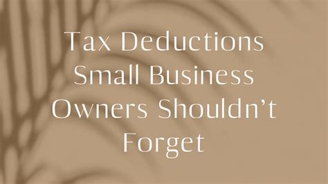 Tax Deductions Small Business Owners Shouldnt Forget — Tatum Accounting